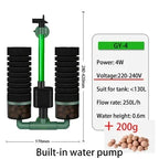 3-in-1 Submersible Aquarium Filter Pump (220V, Sponge + Bio + Chemical)