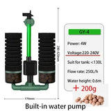 3-in-1 Submersible Aquarium Filter Pump (220V, Sponge + Bio + Chemical)