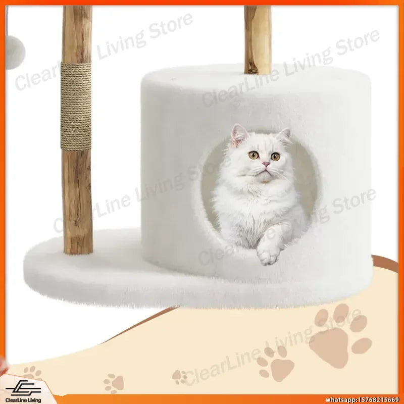 Multi-Level Cat Tree with Wicker Basket Bed & Scratching Post