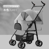 Hot Sale Luxury Four-Wheel Foldable Dog Cart Separable Basket Breathable Pet Carrier for Outdoor Travel Baby Carriage Not Stuffy