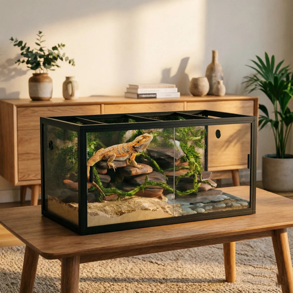 120 Gallon Front-Opening Glass Reptile Terrarium — For Bearded Dragons & Snakes