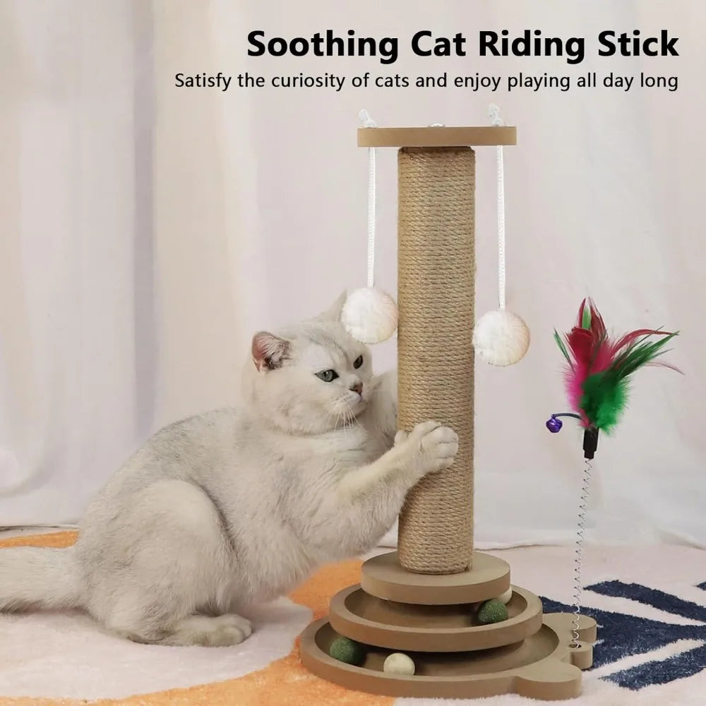 Tall Sisal Cat Scratching Post with Hanging Ball Toy