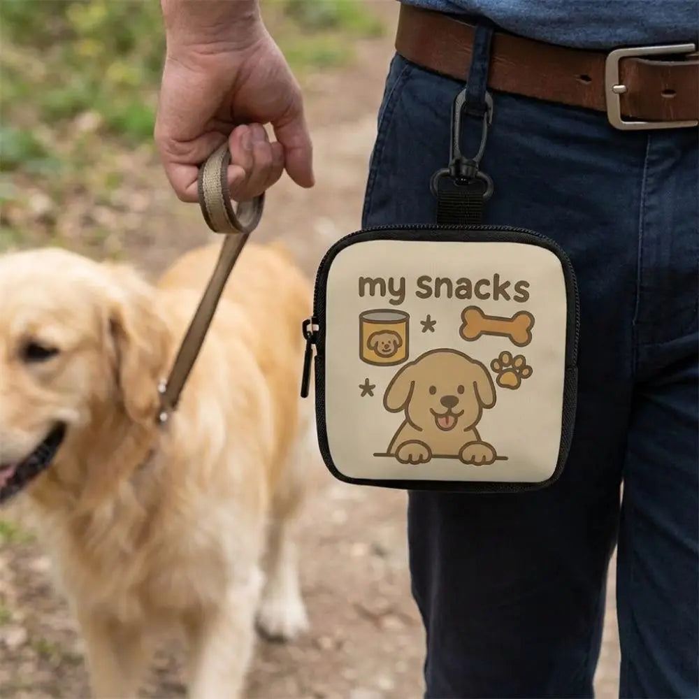 Transparent Window Dog Treat Pouch (Waterproof, Zipper, Waist Clip)