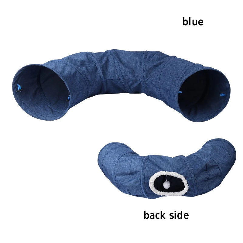 Foldable Cat Tunnel with Cushion — Scratch-Resistant Hide & Seek Play