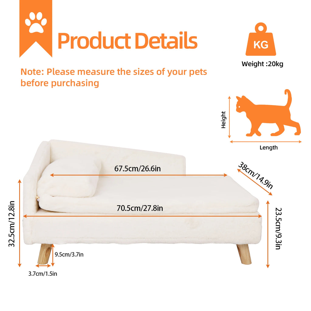 Waterproof Raised Pet Sofa Lounger with Plush Cushion