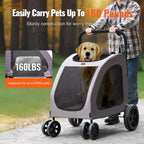 Heavy-Duty 4-Wheel Pet Stroller & Dog Carrier with 160 lb Weight Capacity