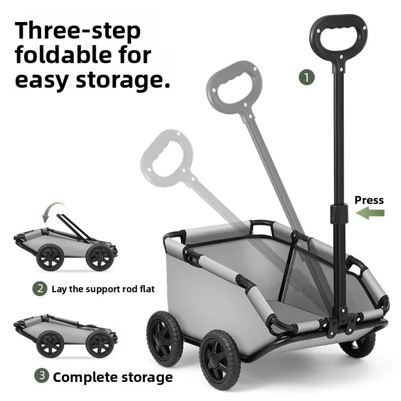 Lightweight Foldable Pet Stroller Trolley Bag for Toy Breeds & Small Dogs & Cats — Compact Outdoor Travel Cart