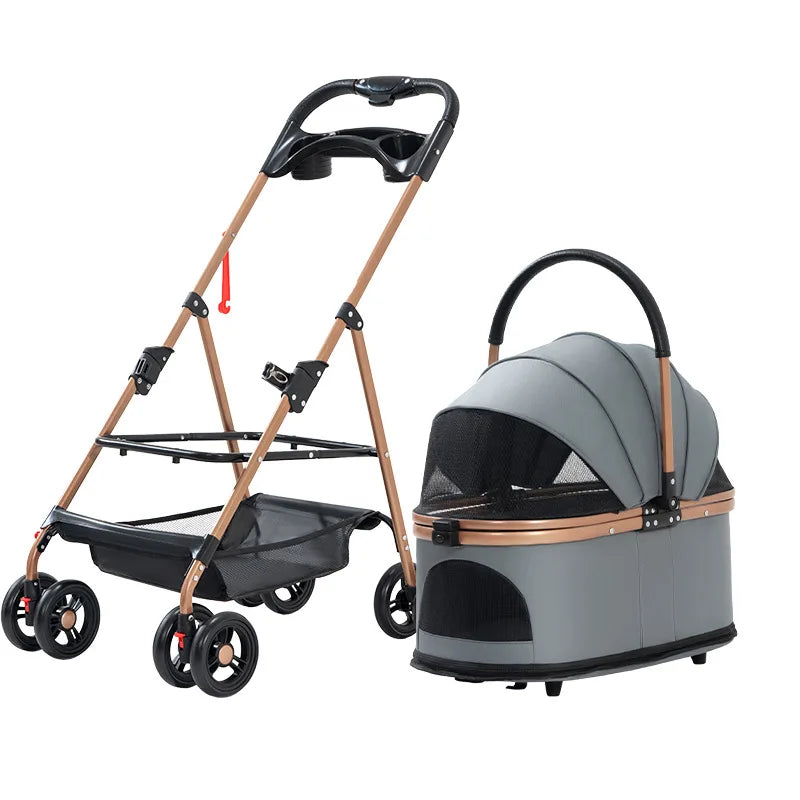 Lightweight Foldable Pet Stroller Cart for Dogs & Cats — Versatile Outdoor Travel Dog & Cat Stroller