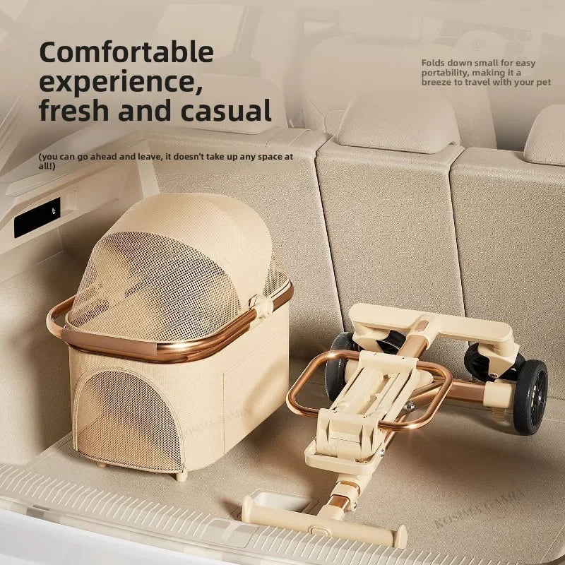 Separable One-Click Easy-Fold Pet Pushchair for Cats, Dogs & Babies