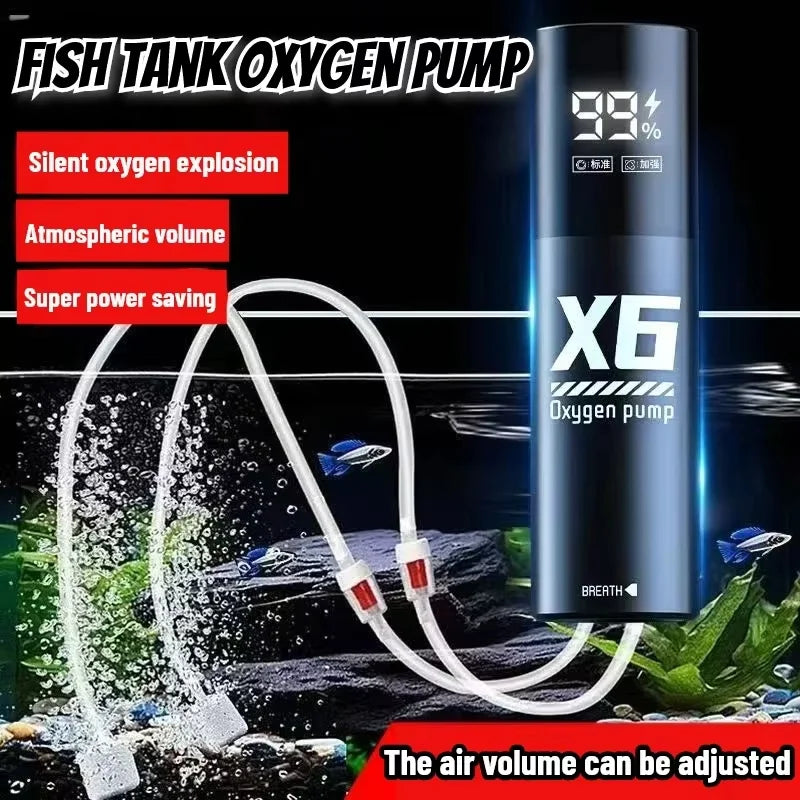 5W USB Rechargeable Aquarium Oxygen Pump 48H Portable