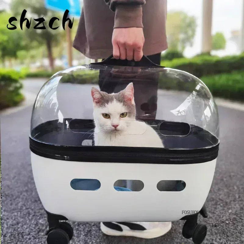 Transparent Foldable Pet Stroller Trolley for Cats & Dogs — Lightweight Compact Portable Outdoor Carrier