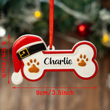 Custom Name Dog Paw Ornament (Personalized Bone Xmas Gift)