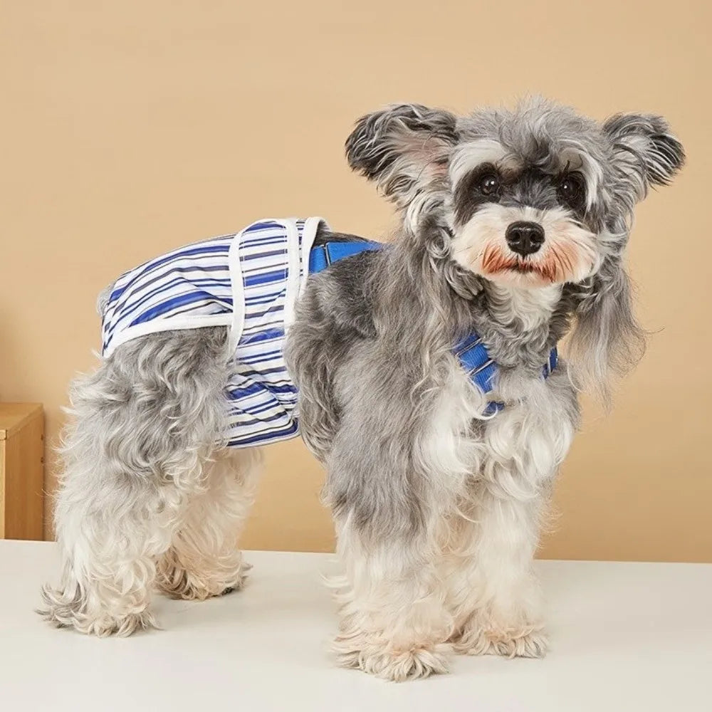 Washable Female Dog Diaper with Suspenders (Striped, Breathable)