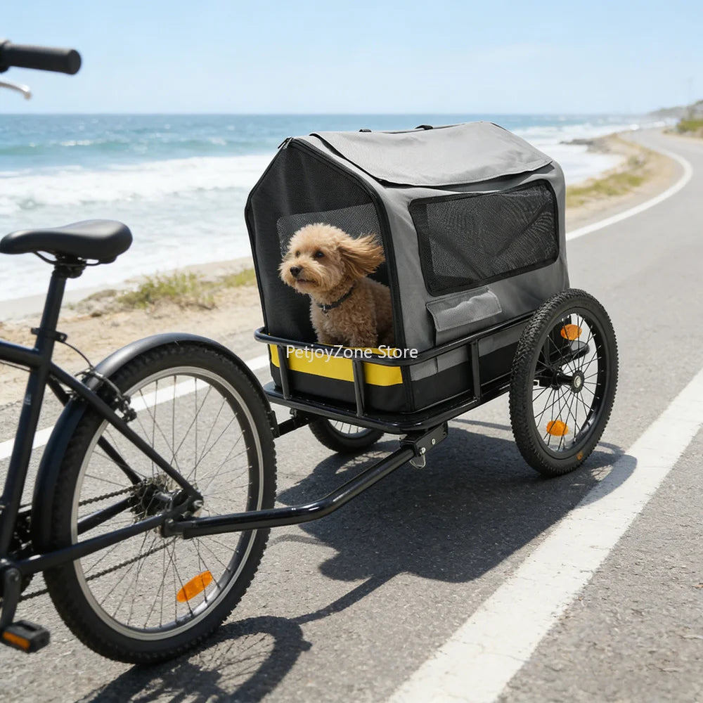 2-in-1 Pet Bicycle Trailer & Stroller with Suspension & 600D Oxford Fabric