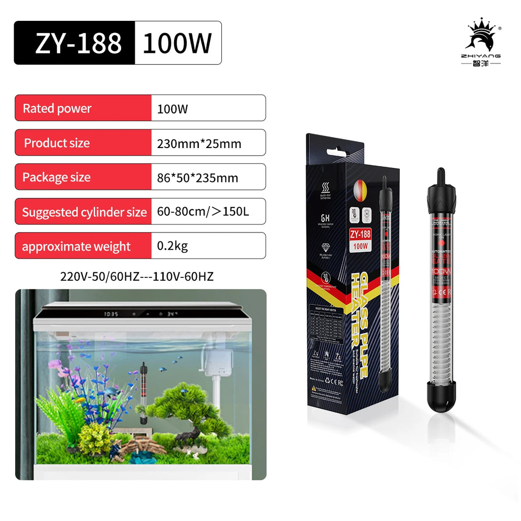 Adjustable Submersible Aquarium Heater Rod (25–300W, 110–220V, Thermostat)