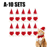 Christmas Pet Costume Set (Santa Hat & Scarf, Adjustable)