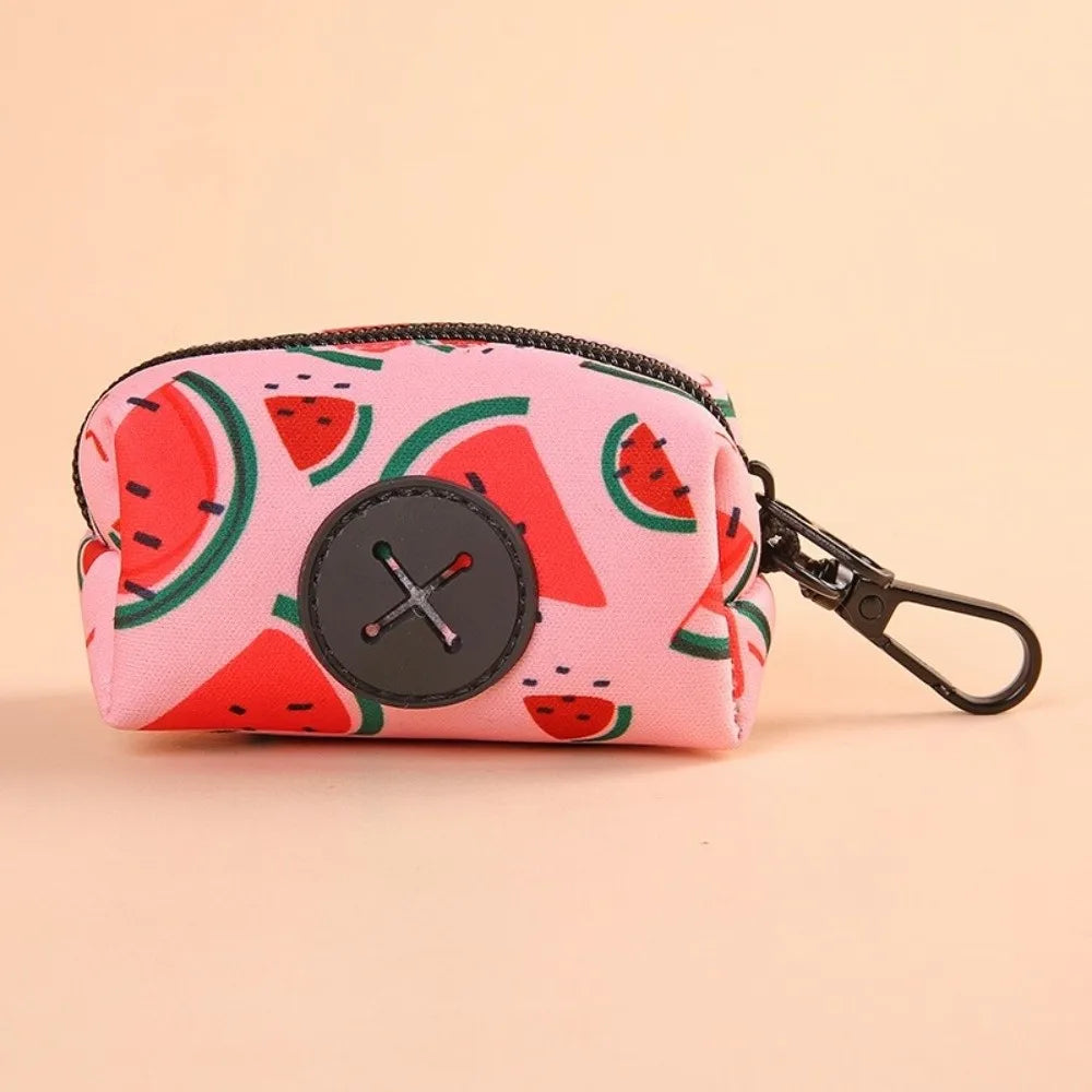 Fruit Pattern Poop Bag Holder (Waterproof, Buckle, Zipper Closure)