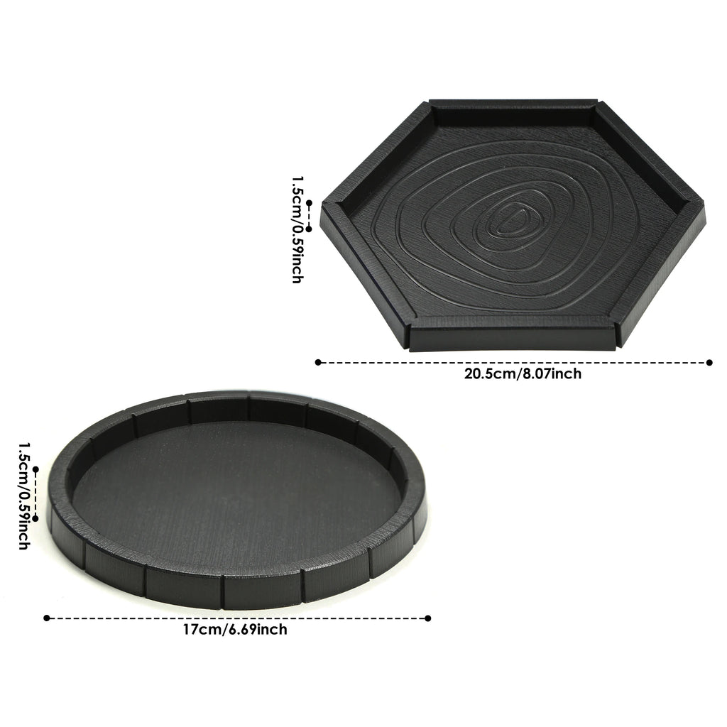 Black Plastic Reptile Feeding & Bath Basin — Round or Hexagon