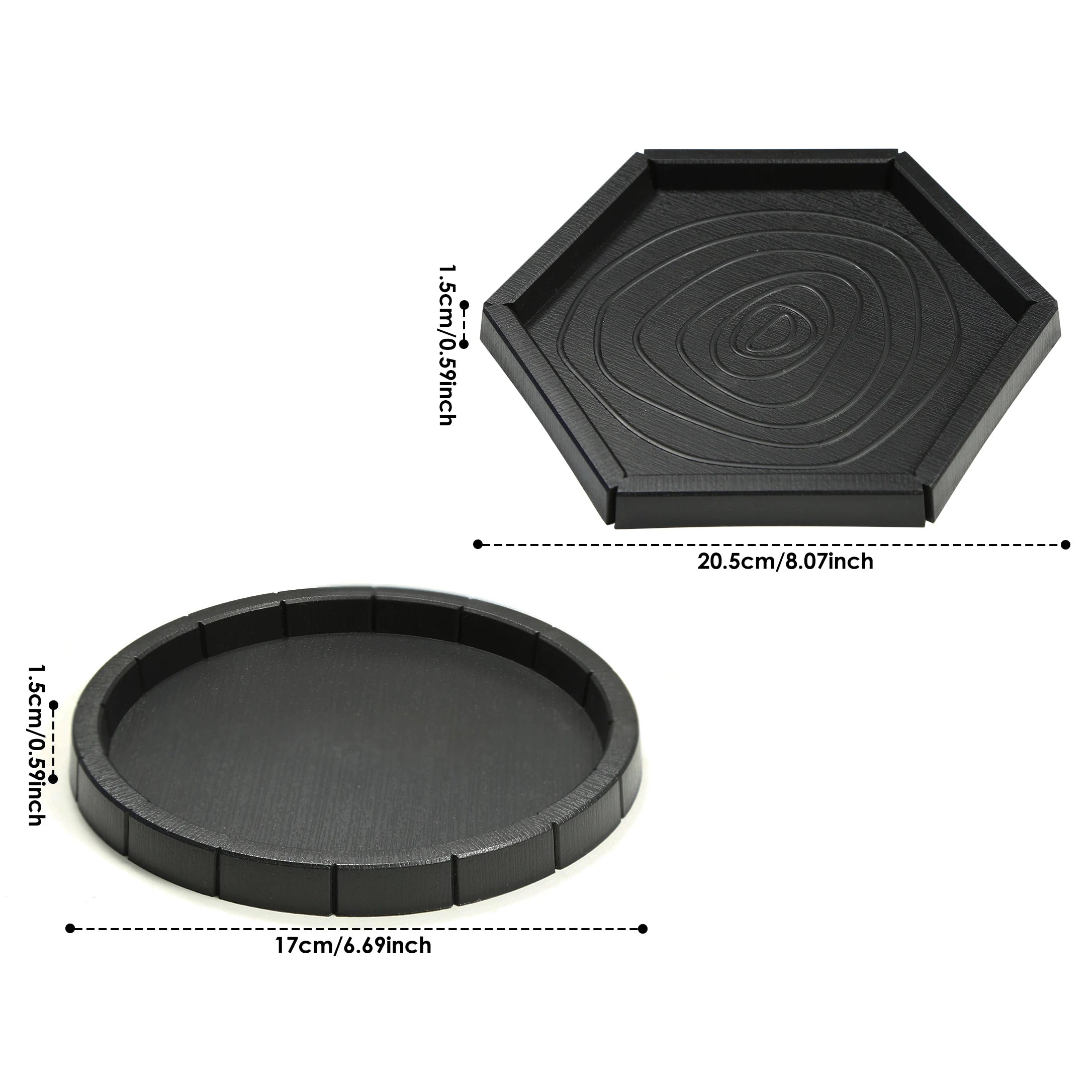 Black Plastic Reptile Feeding & Bath Basin — Round or Hexagon