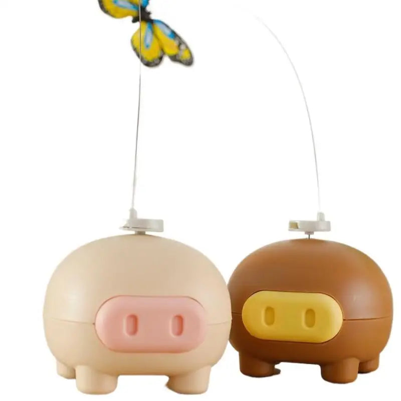 Electric Rotating Cute Pig & Butterfly Cat Teaser Toy — Intelligent Auto-Spinning Interactive Toy