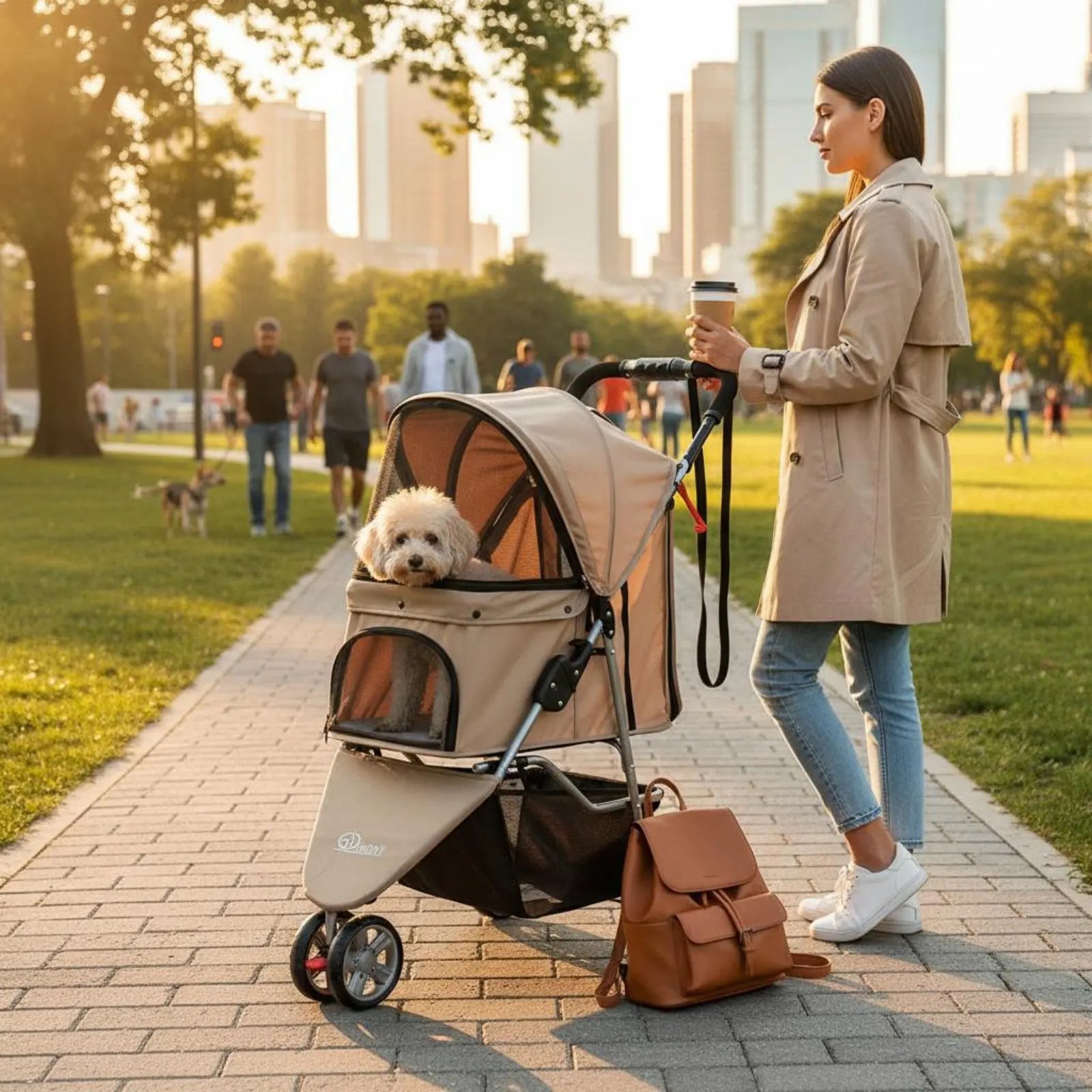 3-Wheel Single-Button Foldable Pet Carriage for Dogs & Cats — Lightweight Breathable Mesh Carrier
