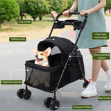 3 In1 Premium Pet Stroller Foldable Medium Size Dog Buggies with Luxury Style 4 Wheels Steel Frame Small Dogs Cats