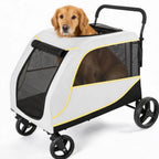 All-Terrain Easy-Fold Pet Wagon for Large & Medium Dogs with One-Foot Brake & Air Mesh