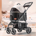 Ultra-Lightweight Foldable Pet Stroller with Detachable Carrier for Cats & Dogs