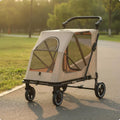 Foldable Large Dog Wagon Stroller with Breathable Mesh — Rolling Travel & Shopping Carrier