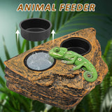 Magnetic Reptile Feeder Ledge Set — Elevated Dish with 4 Bowls