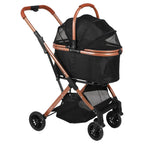 All-Terrain Puppy Cage Jogger Stroller with Detachable Carrier & Sun Shades for Large Dogs