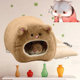 Bear-Shape Plush Hammock Bed — Warm Winter Nest for Hamsters & Small Pets