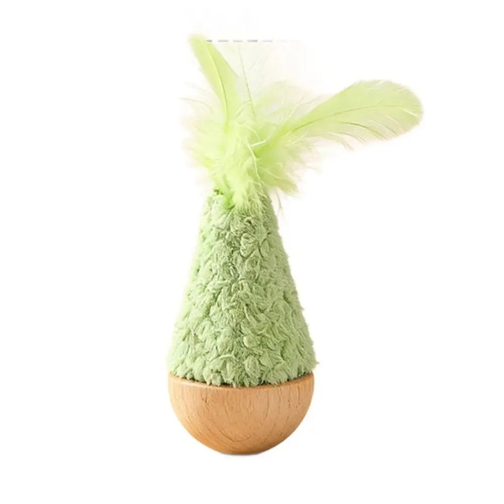 Feather Tumbler Wobbler Cat Toy — Bite-Resistant Self-Righting Solo Play Teaser