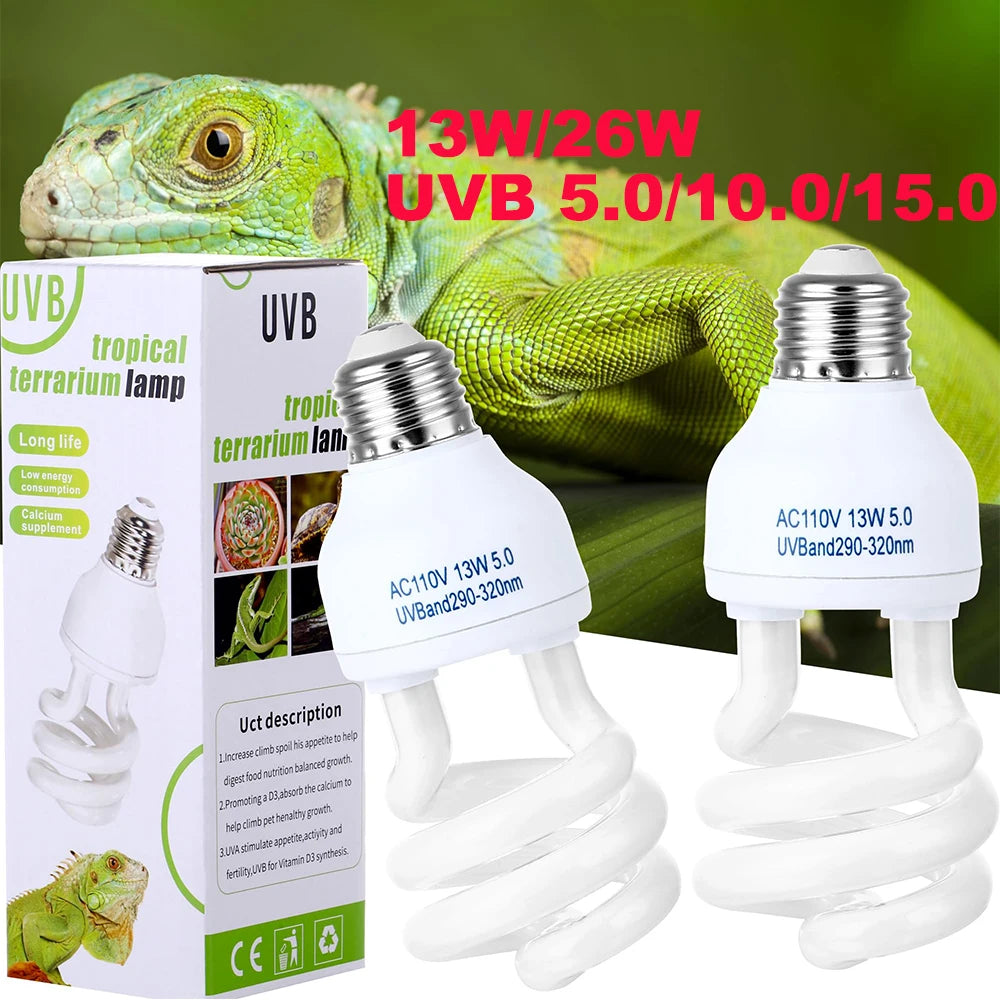 UVB 5.0/10.0 Calcium Supplement Lamp — E27 Basking Bulb, 13W/26W