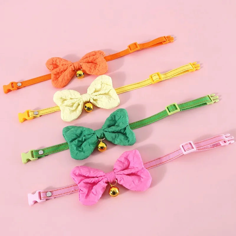 Candy Color Bow Collar for Cats & Small Dogs