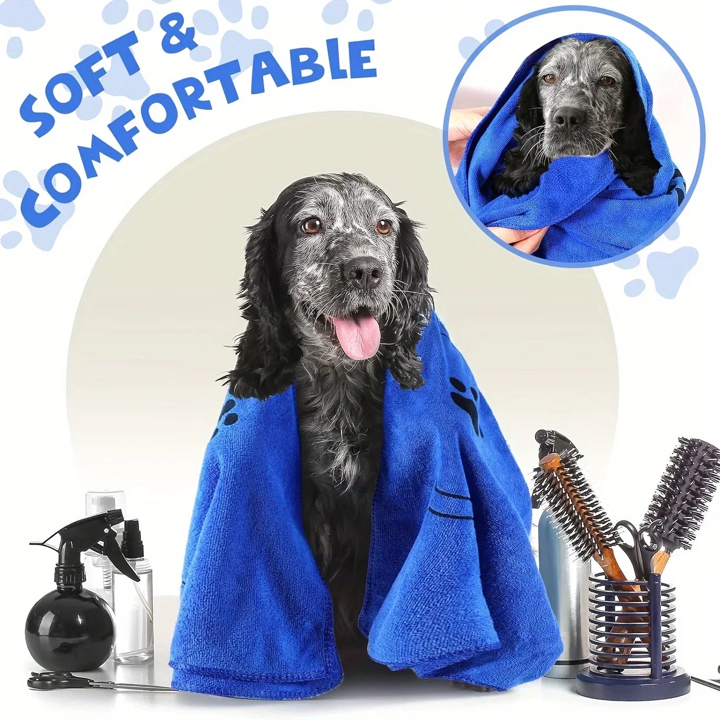 Quick-Dry Pet Bath Towel — Soft Absorbent Cotton for Dogs & Cats