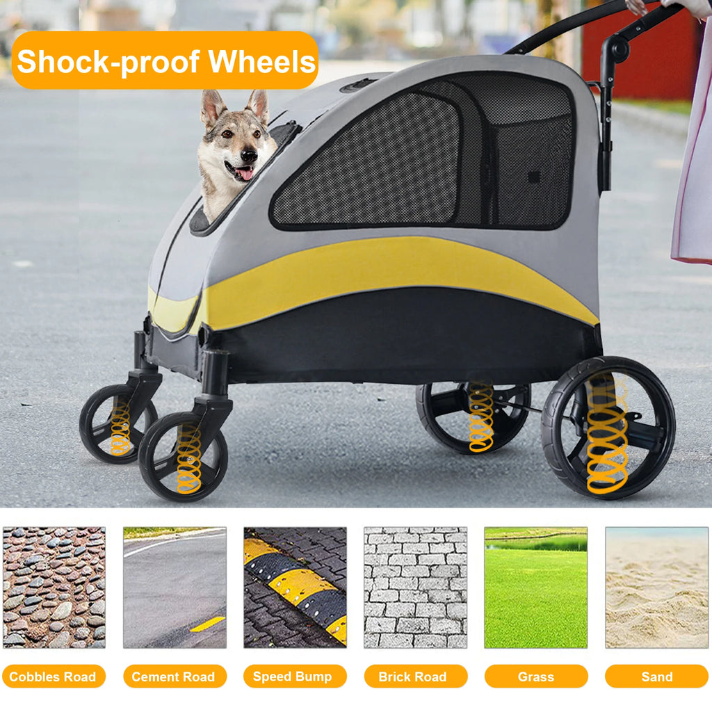 Premium 4-Wheel Dog Pram & Jogger Wagon Stroller for Small, Medium & Large Dogs