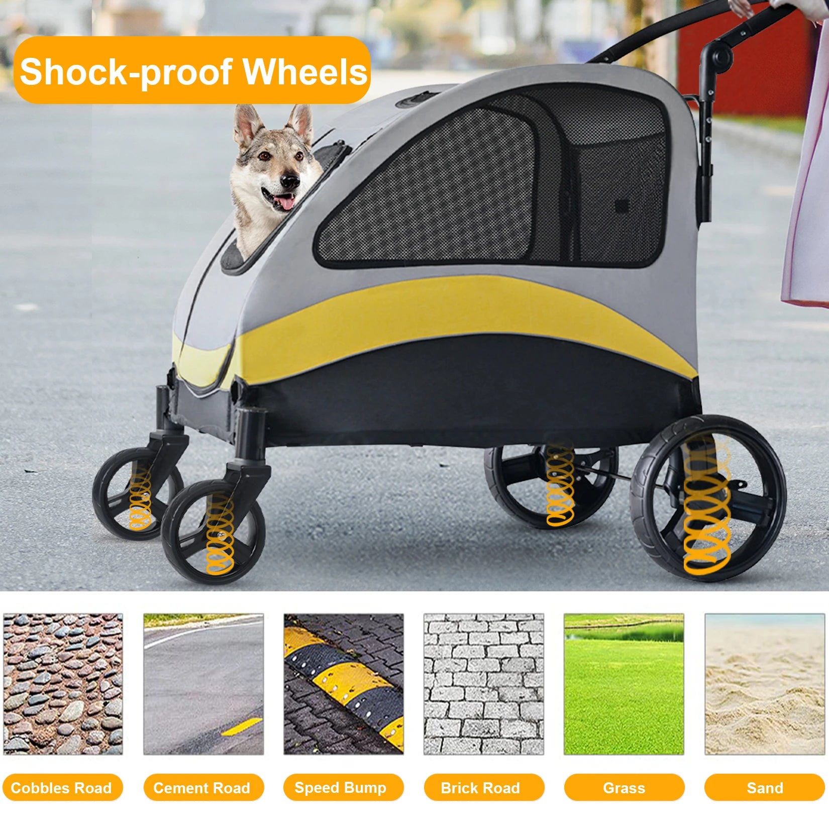 Premium 4-Wheel Dog Pram & Jogger Wagon Stroller for Small, Medium & Large Dogs