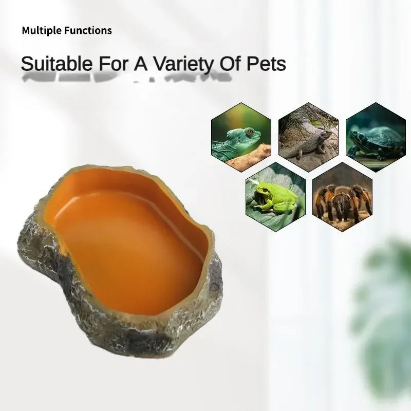 Resin Reptile Feeding & Water Bowl — Terrarium Dish for Reptiles & Amphibians