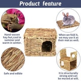 Foldable Woven Grass House — Rabbit & Guinea Pig Hideout with Chew Mat