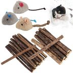 33-Pack Catnip & Silvervine Chew Sticks with 3 Bonus Mouse Toys — Natural Cat Dental Set