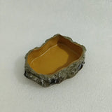 Resin Rock Terrarium Bowl — Natural-Look Feeder Dish, XS Size