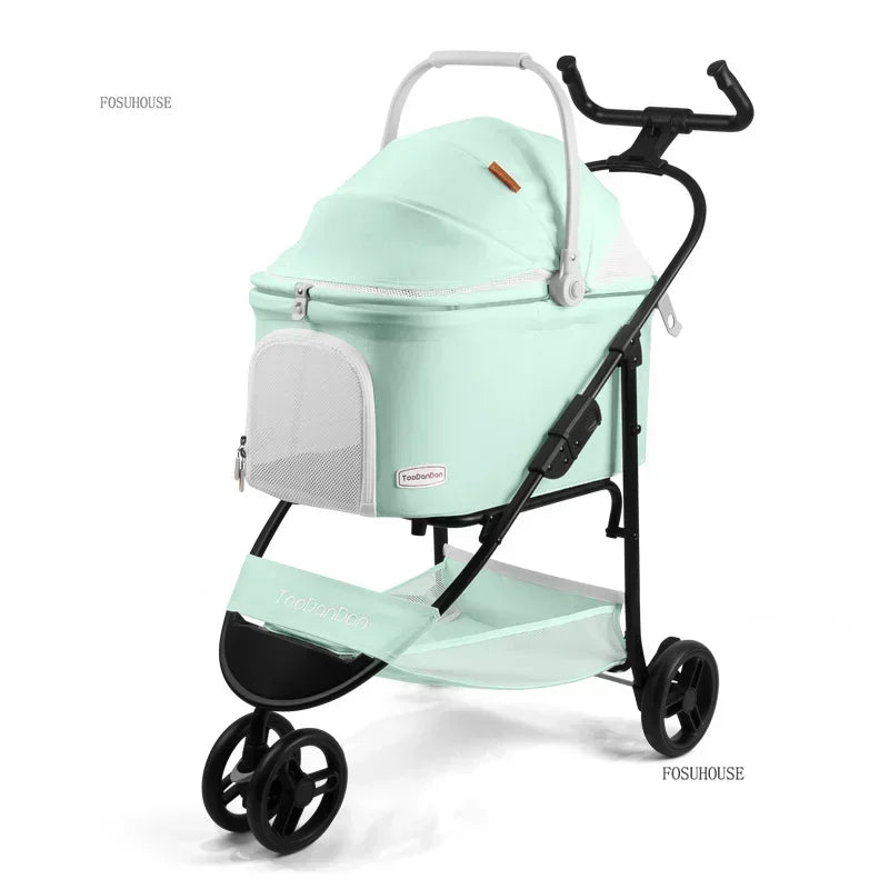 2-in-1 Portable Foldable Pet Stroller with Multi-Function Detachable Bag for Dogs & Cats — Lightweight