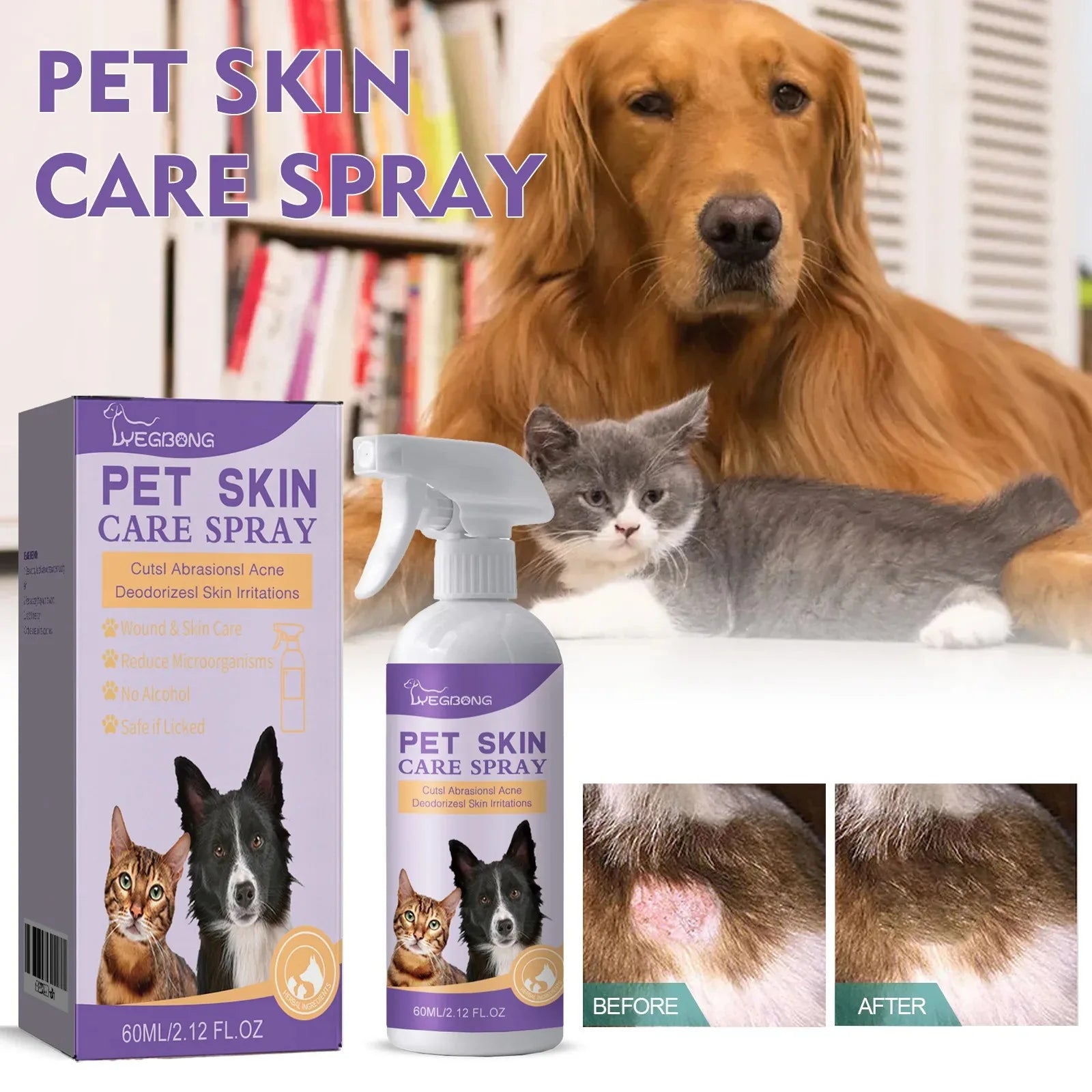 Pet Skin Relief Spray — Wound & Hair Regrowth Repair Serum, 60ml