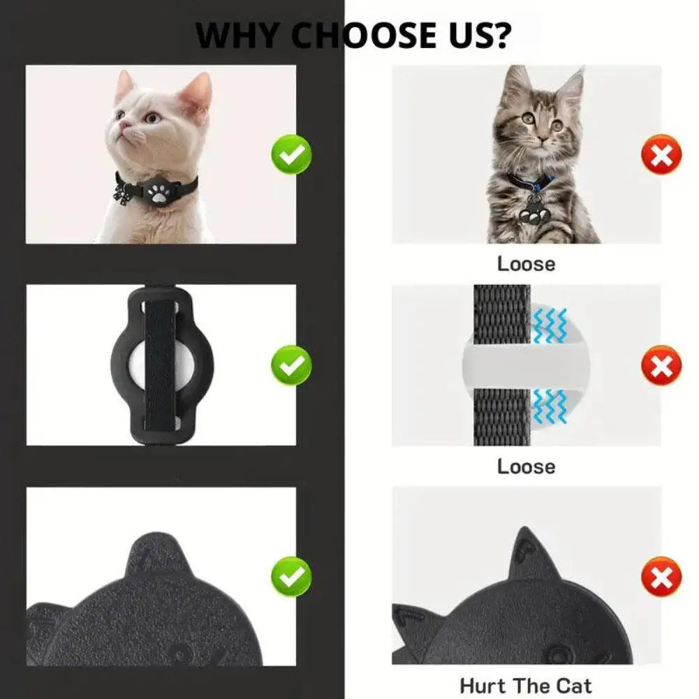 Reflective Pet Collar GPS Necklace with AirTag Holder - Waterproof