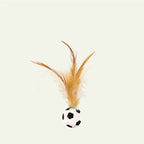 Feather Stick Bouncy Ball Cat Toy with Catnip — Feather Tossing Ball for Interactive Play
