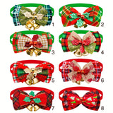 Christmas Bow Tie Collar with Bell (Red & Plaid Design)