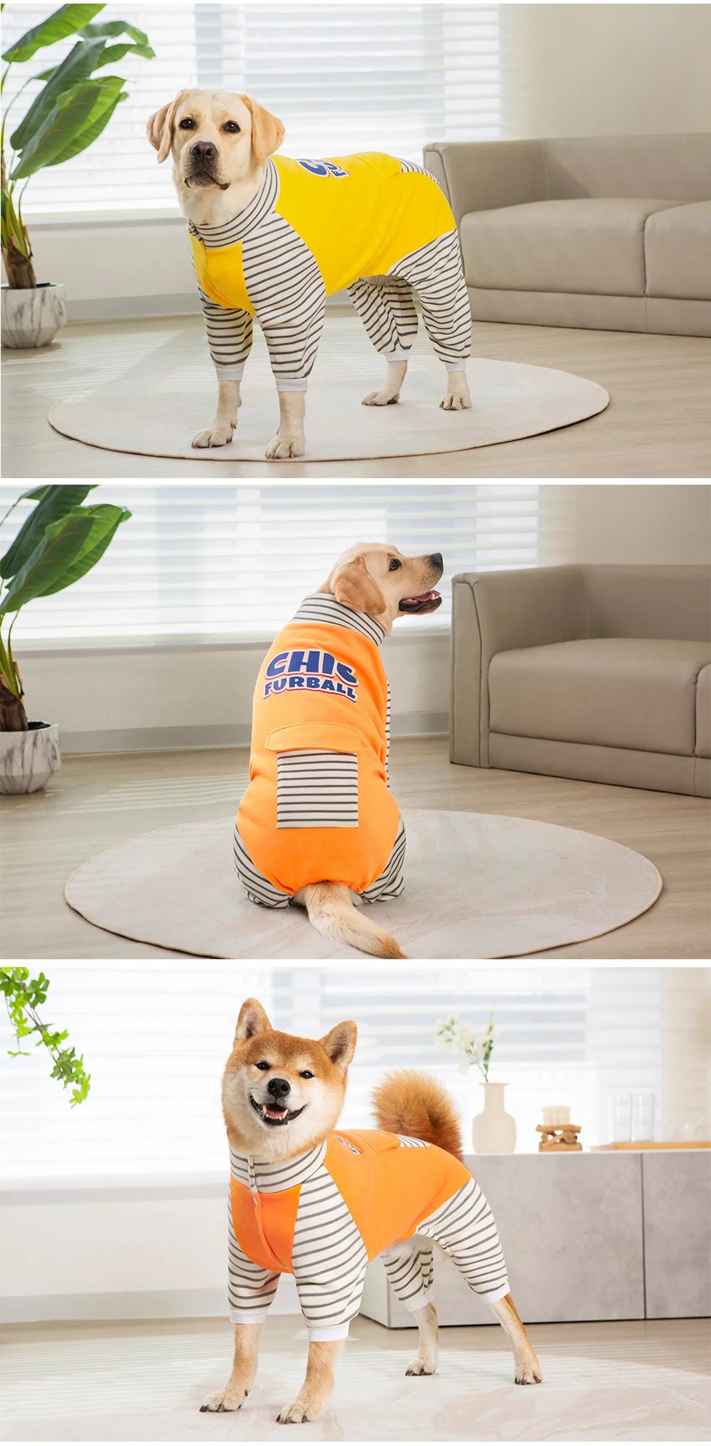 Striped Turtleneck Dog Jumpsuit