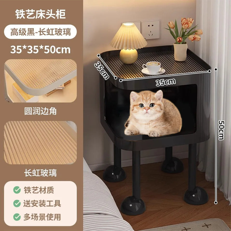 Cream-Style Pet Bedside Table & Kennel for Small Pets
