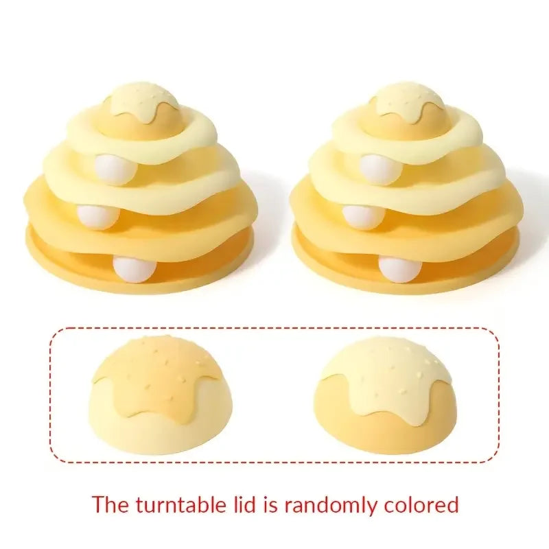 3-Layer Cat Turntable Tower — Interactive Ball Chase & Spin